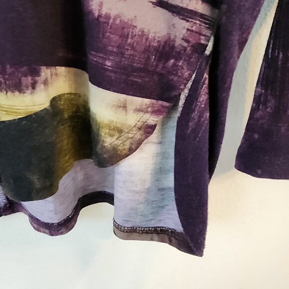 Q’Neel Women Abstract Printed A-Line Tunic, Plum/Ochre Sz 6 Viscose Blend Casual - Picture 6 of 15